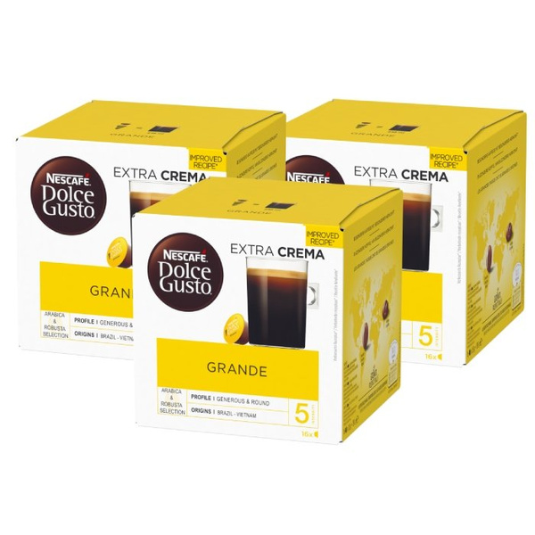 ZESTAW Kapsułki Nescafé Dolce Gusto Grande 3x16 sztuk