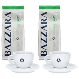 ZESTAW - 2x Kawa ziarnista Bazzara DOLCEVIVACE 1kg + 2x Filiżanka do cappuccino z logo Bazzara 160 ml