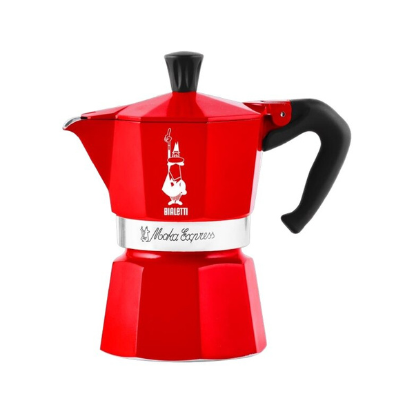 ZESTAWKawiarka Bialetti Moka Express Nutcracker Czerwona 6tz + 2 Kubki 300 ml - NIEDOSTĘPNY
