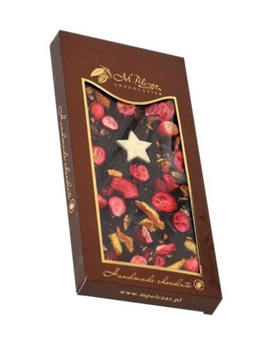 OUTLET - Gorzka czekolada M.Pelczar Chocolatier świąteczna z żurawiną i śliwką 85g