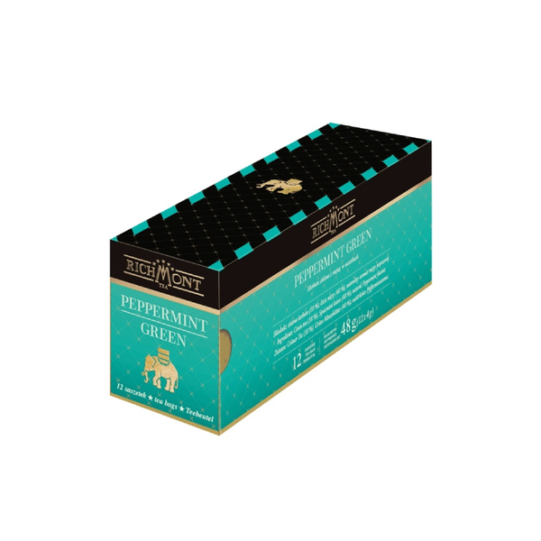 ZESTAW Herbata Richmont Peppermint Green 12 saszetek + Szklanka Richmont Ice 370ml