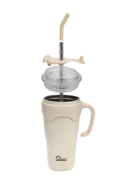 Kubek termiczny ze słomką Majestic Sport Jelly 650 ml - Biały