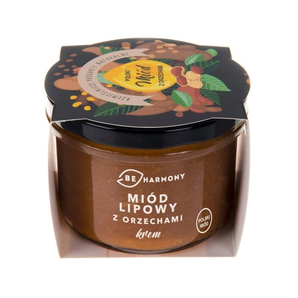 Miód lipowy z orzechami - krem BEHARMONY 230g - NIEDOSTĘPNY