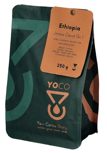 Kawa ziarnista YoCo Coffee Ethiopia Jimma MC Decaf Gr.I ESPRESSO 250g - NIEDOSTĘPNY