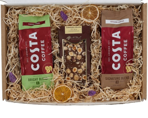 Zestaw prezentowy Costa Coffee® - Kawa ziarnista, kawa mielona i mleczna czekolada – NIEDOSTĘPNY