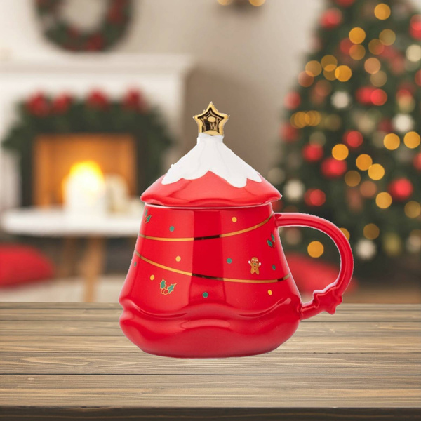 Kubek świąteczny z pokrywką Altom Design Choinka 420ml - Czerwony - NIEDOSTĘPNY