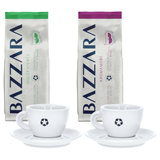 ZESTAW - Kawa ziarnista Bazzara DOLCEVIVACE 1kg + Kawa ziarnista Bazzara AROMAMORE 1kg + 2x Filiżanka do cappuccino z logo Bazzara 160 ml