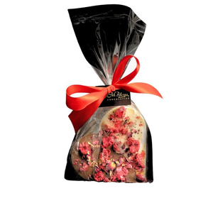 Serce z mlecznej i białej czekolady z płatkami róży i maliną M.Pelczar Chocolatier 90g