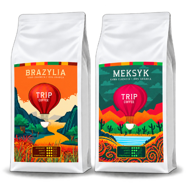 ZESTAW - Kawa ziarnista Trip Coffee Brazylia 1kg + Trip Coffee Meksyk 1kg