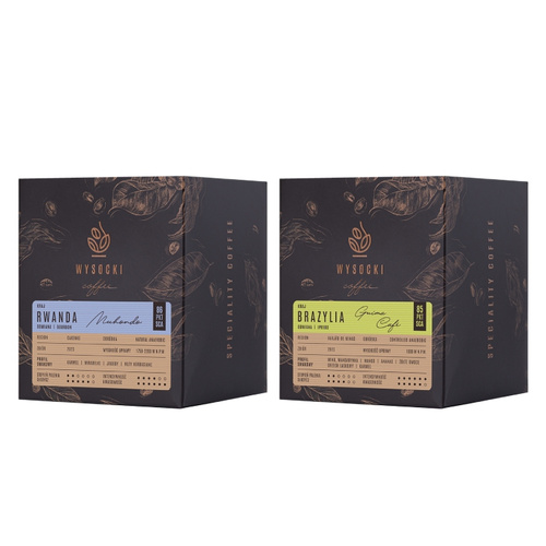 Zestaw kaw ziarnistych pod filtr Wysocki Coffee - Rwanda i Brazylia 14x18g - opinie w konesso.pl