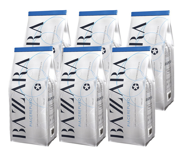 ZESTAW 6x Kawa ziarnista Bazzara PIACEREPURO 1kg 