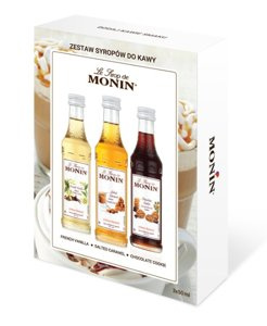 Zestaw kawowy Monin 3x50ml - słony karmel, ciasteczko czekoladowe, wanilia francuska - opinie w konesso.pl