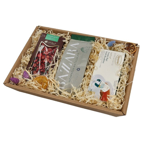 Gratulacyjny zestaw prezentowy - Kawa, herbata i czekolada