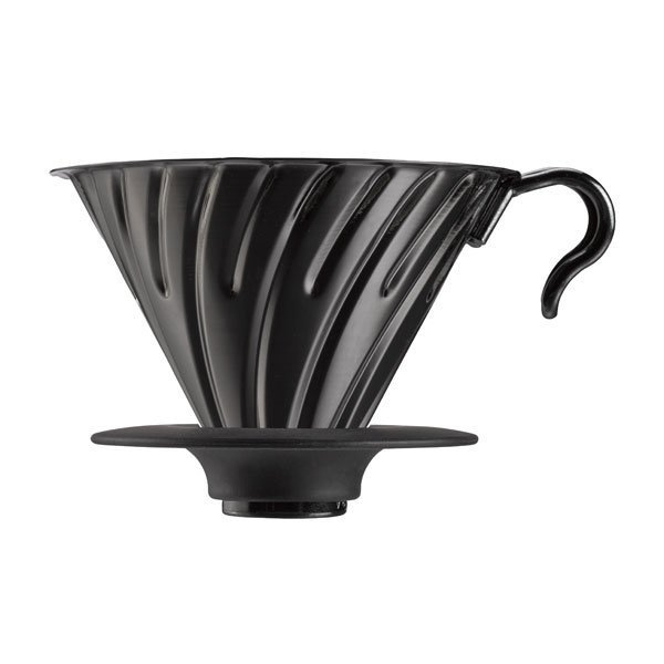 Metalowy Drip Hario V60-02 z silikonową podstawką - Czarny