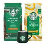 ZESTAW - Kawa ziarnista STARBUCKS® Pike Place Roast 450g + Kawa ziarnista STARBUCKS® Blonde Roast Espresso 450g + Kubek Starbucks 80 ml