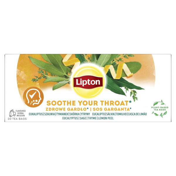OUTLET - Herbatka ziołowa Lipton z naturalnym aromatem Zdrowe Gardło 20x1,3g