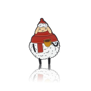 Przypinka - Zimowa owieczka z kubkiem kawy