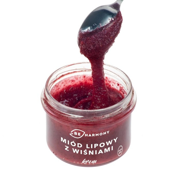 Miód lipowy z wiśniami - krem mocno owocowy BEHARMONY 230g 