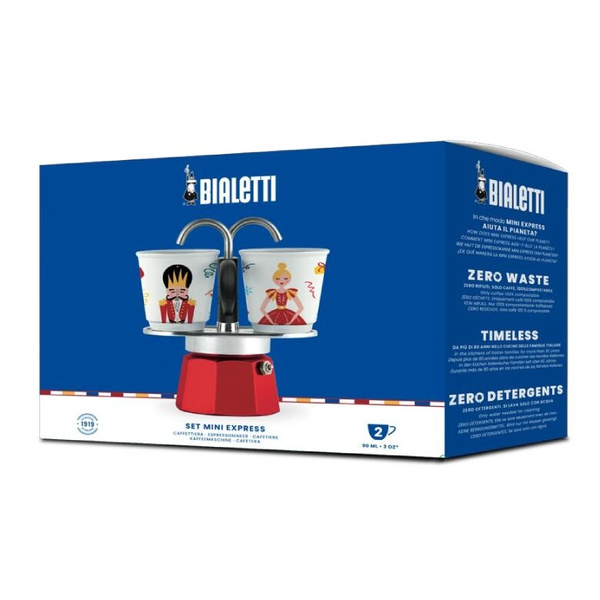 Kawiarka Bialetti Mini Express Nutcracker 2tz + filiżanki - Czerwona - NIEDOSTĘPNY