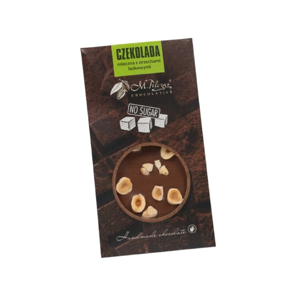 Czekolada mleczna M.Pelczar Chocolatier bez cukru z orzechami laskowymi 45g