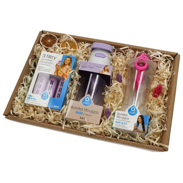 Zestaw prezentowy Dafi - 2 butelki, nakrętka i fioletowe filtry