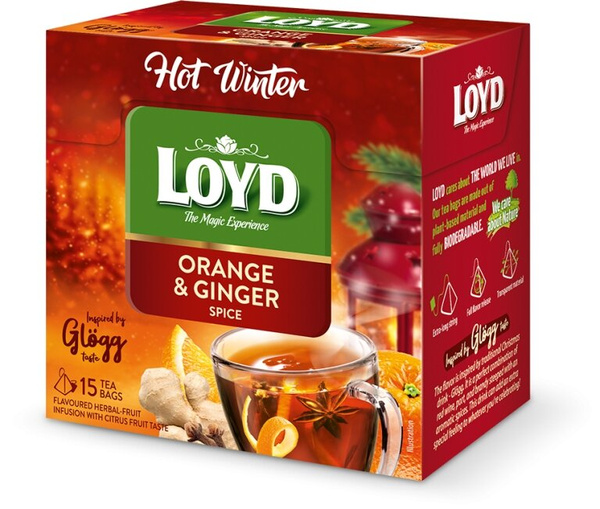 Herbata owocowa Loyd Hot Winter Glögg - Pomarańcza i imbir 15x3g