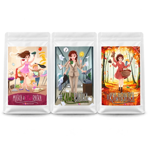 ZESTAW - Kawa ziarnista Kawariatka 250g + Jesienna Kawariatka 250g + Kawariatka Biurowa 250g