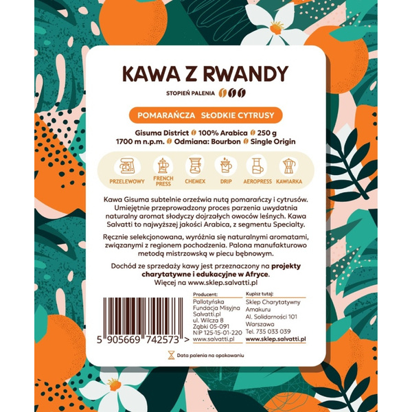 Kawa ziarnista Salvatti Gisuma Jasno Palona  250g