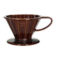 Ceramiczny żebrowany drip Tiamo z uchem V02 - Brązowy - opinie w konesso.pl