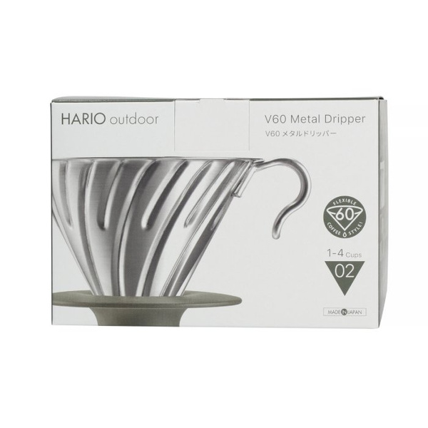 Metalowy Drip Hario Outdoor V60-02 z silikonową podstawką – NIEDOSTĘPNY