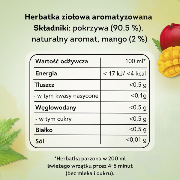 Herbatka ziołowa aromatyzowana Lipton Pokrzywa z mango 20x1,3g