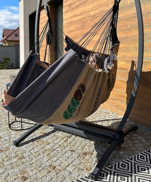 Hamak wiszący ze stelażem Swing XXL - Szary