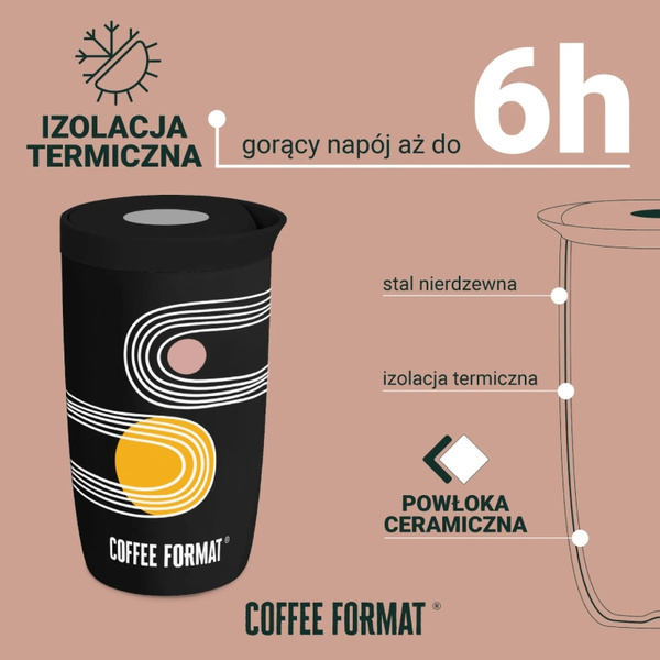Kubek termiczny Coffee Format 350 ml - Miętowy z motywem mapy