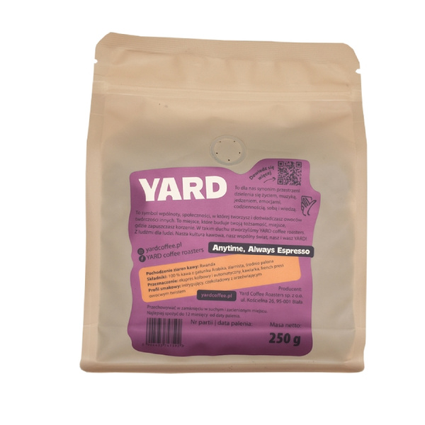 Kawa ziarnista YARD Coffee Roasters Anytime, Always Espresso 250g