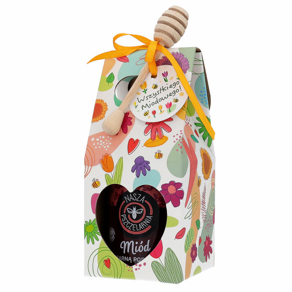 Miód z czarną porzeczką Nasza Pszczelarnia w kolorowym opakowaniu 420g