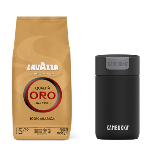 ZESTAW - Kawa ziarnista Lavazza Qualita Oro 1kg + Kubek termiczny Kambukka Olympus 300 ml - Jet Black