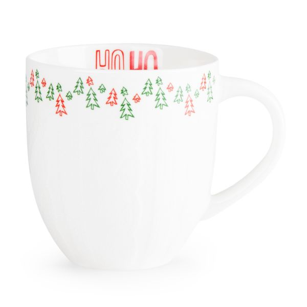 Kubek Świąteczny z uchem Homla LAIN 600ml - Biały z choinkami 