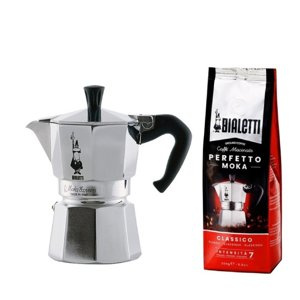 ZESTAW - Kawiarka BIaletti Moka Express 3TZ + Kawa mielona Bialetti Perfetto Moka Classico 250g - NIEDOSTĘPNY - opinie w konesso.pl