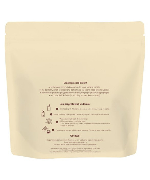 Kawa ziarnista Caffe Grano Etiopia Gelena Abaya Cold Brew 250g - NIEDOSTĘPNY