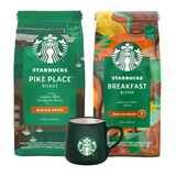 ZESTAW - Kawa ziarnista STARBUCKS® Pike Place Roast 450g + Kawa ziarnista STARBUCKS® Breakfast Blend 450g + Kubek Starbucks 80 ml