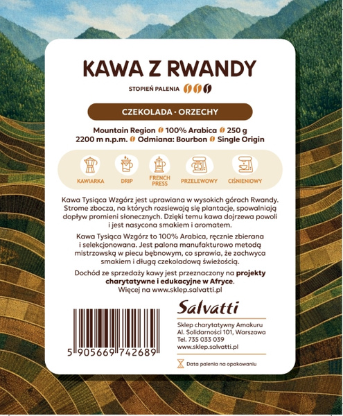 Kawa ziarnista Salvatti Kawa Tysiąca Wzgórz 250g