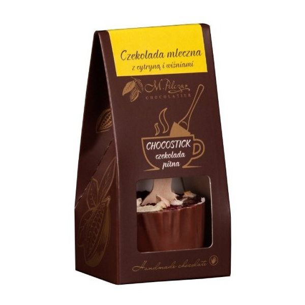 Chocostick M.Pelczar Chocolatier - Czekolada mleczna z nutą cytryny i wiśni 60g