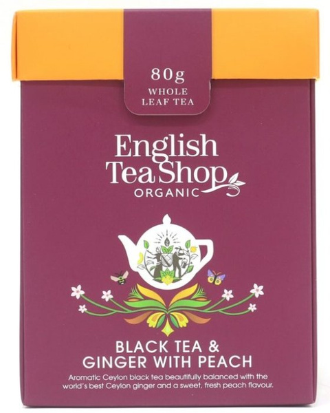 Czarna herbata English Tea Shop Black Tea Ginger With Peach 80g – NIEDOSTĘPNY