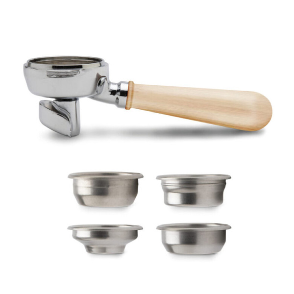 Portafilter Lelit PLA582M - z podwójną wylewką 58 mm - Drewno klonowe