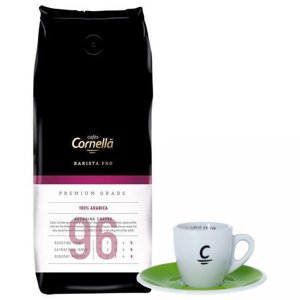 ZESTAW - Kawa ziarnista Cornella Barista PRO Premium Grade 96 1kg + Filiżanka do espresso Cornella Ecologic Coffee