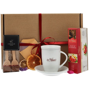 Zestaw prezentowy dla kobiety - Kubek, herbata i czekolada na gorąco