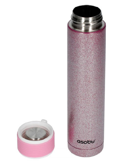 Asobu Skinny Mini Glitter - różowa butelka termiczna 230 ml