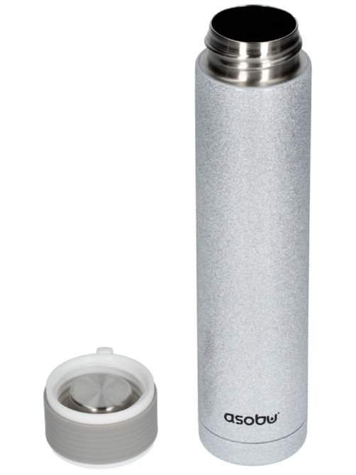Asobu Skinny Mini Glitter - srebrna butelka termiczna 230 ml