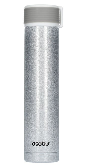 Asobu Skinny Mini Glitter - srebrna butelka termiczna 230 ml - NIEDOSTĘPNY