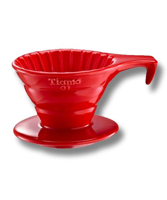 Ceramiczny drip Tiamo z rączką V01 - Czerwony